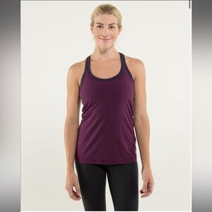 EUC Lululemon Modern Racerback size 6 in Plum/Hyper Stripe Plum